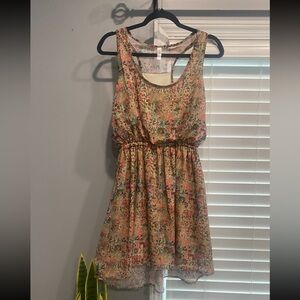 Xhilaration Peach Floral Racerback Mini Dress Size Large